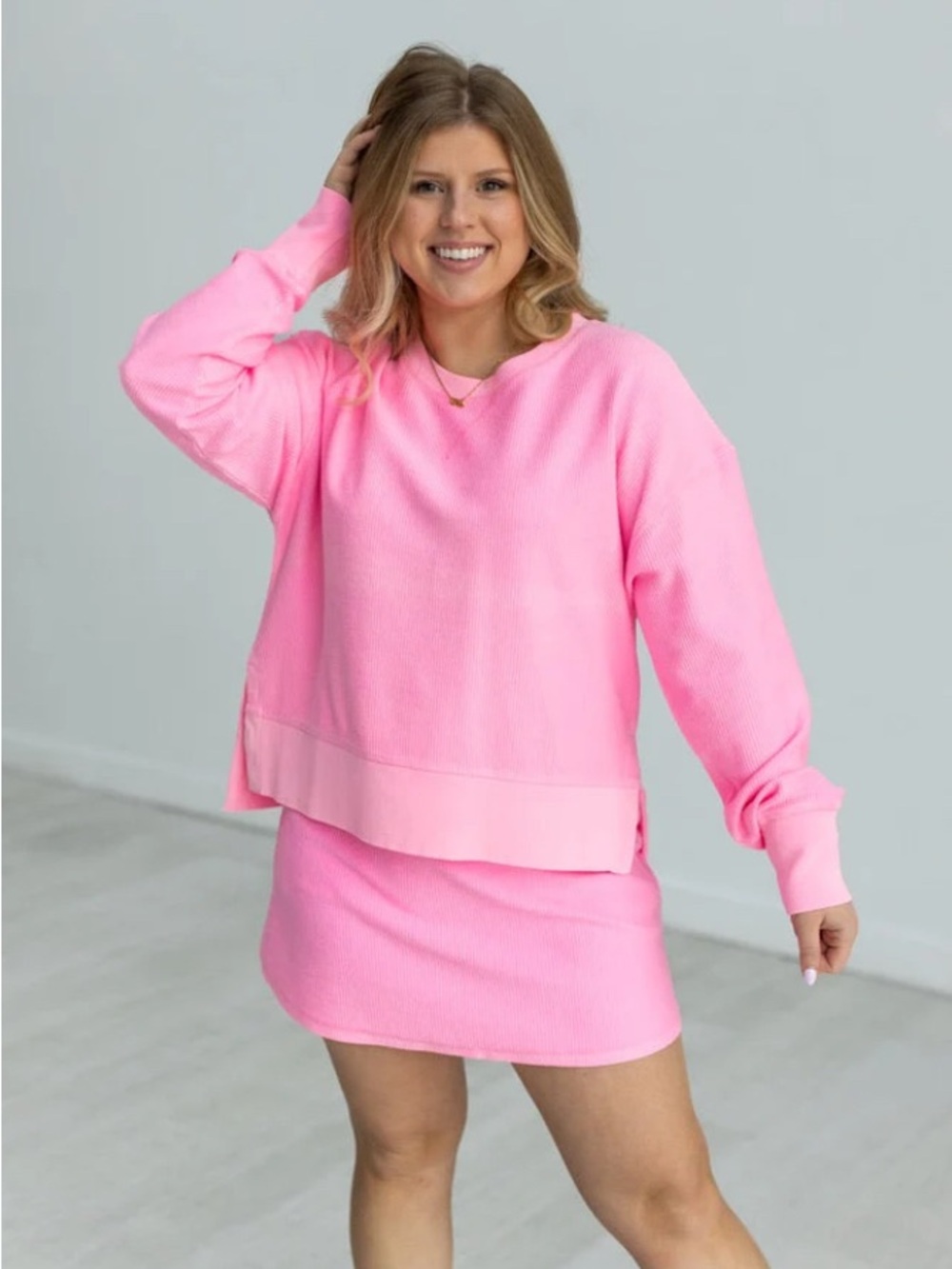 Moon Ryder Pink 2 Piece 100% Cotton Sweatshirt & Skort Top S Skort M